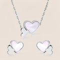 Set „Inimi Elegante" | Colier si cercei | Otel medical 316L | Finisaj argintiu