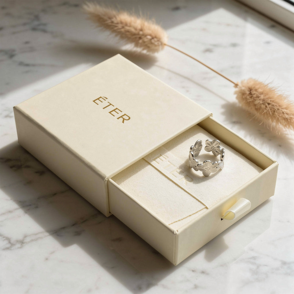 Inel „Bal Floral Argintiu" | Otel medical 316L