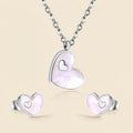 Set „Inima Romantica" | Colier si cercei | Otel medical 316L | Finisaj argintiu