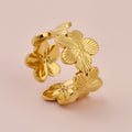 Inel „Bal Floral Auriu" | Otel medical 316L | Placat cu aur 18K
