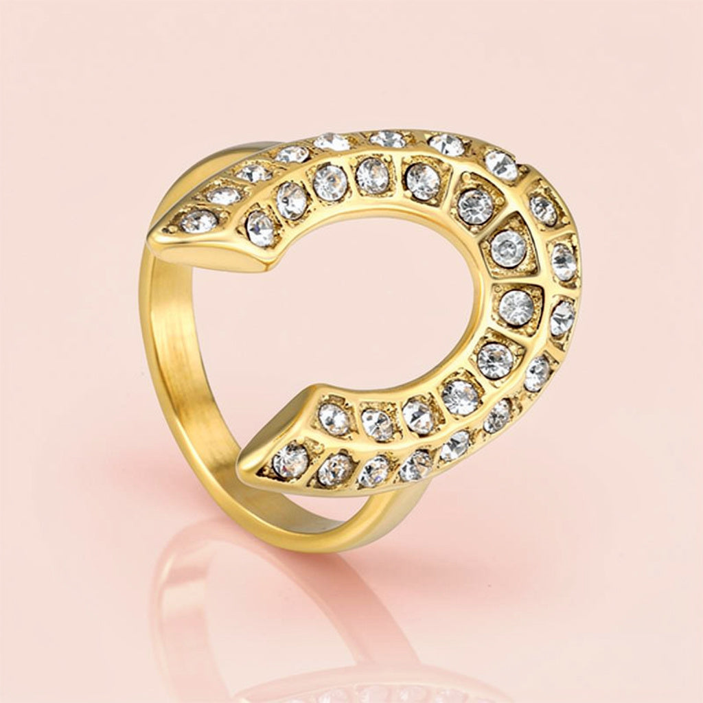 Inel „Potcoava de Aur" | Otel medical 316L | Placat cu aur 18K